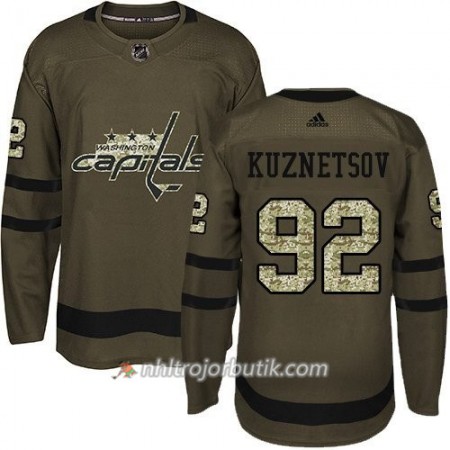 Män Ishockey Washington Capitals Tröja Evgeny Kuznetsov 92 Adidas 2017-2018 Camo Grön Authentic